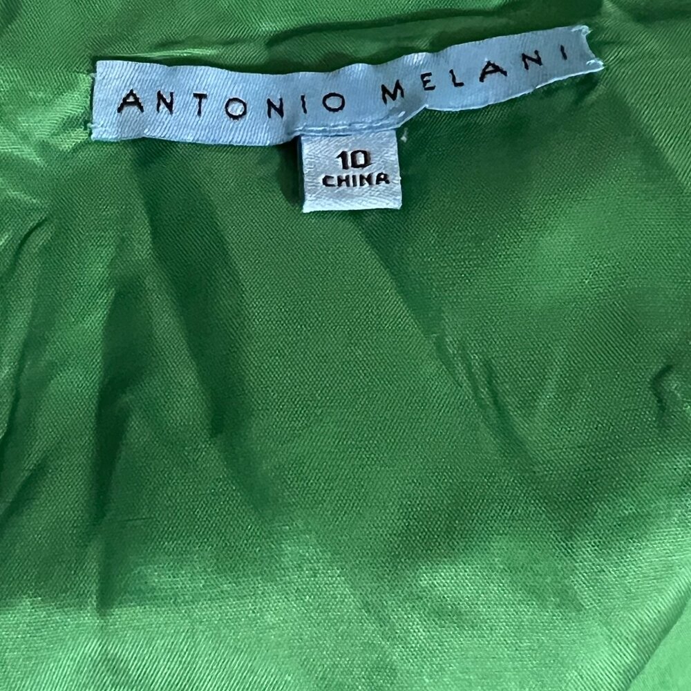 ANTONIO MELANI Women's Pencil Dress Green Sleeveless Size 10 V-Neck - Picture 6 of 12